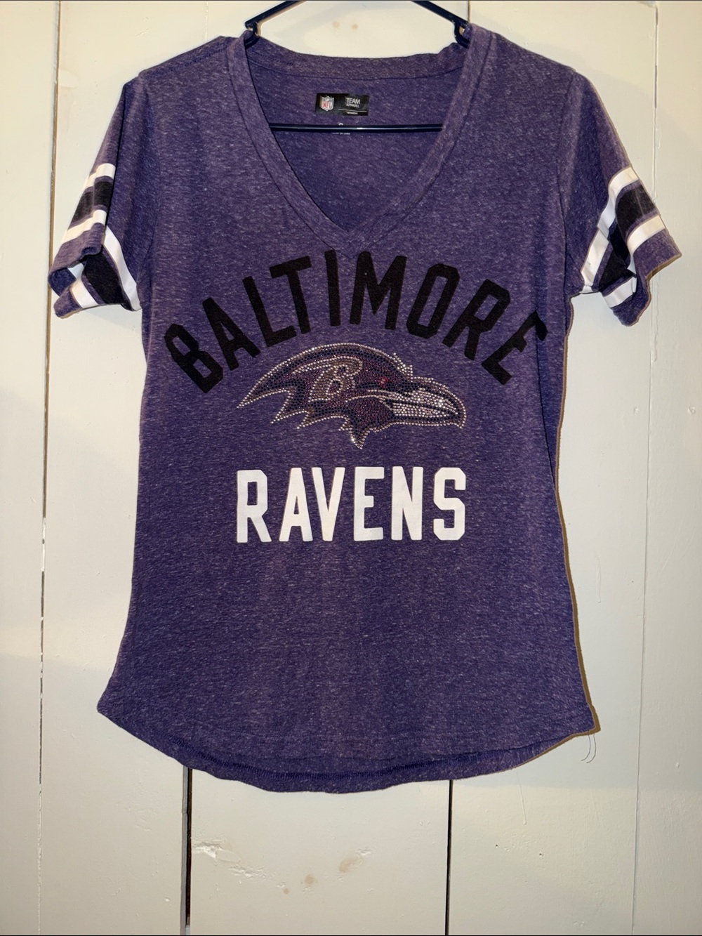 Baltimore Ravens Women's Purple V-Neck Short Sleeve Tee